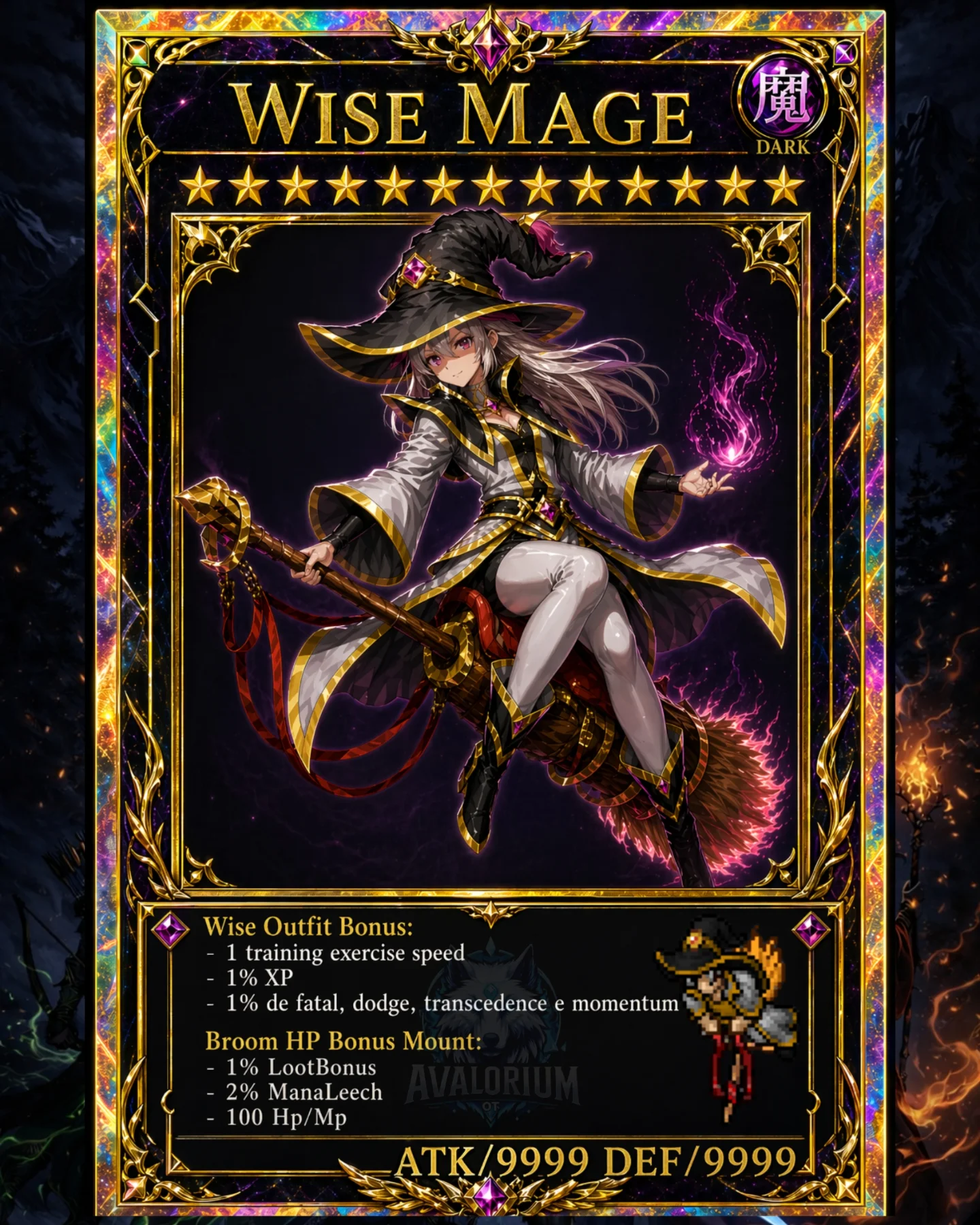 Card Wise Mage de Outfit Bonus produzido para o Avalorium OT